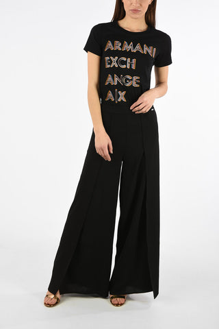ARMANI EXCHANGE Drawstring Single Pleat Palazzo Pants With Split Ankle