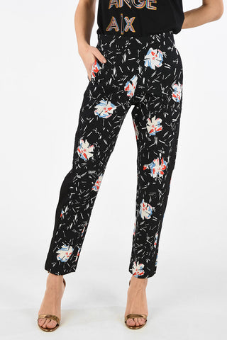ARMANI EXCHANGE Floral-Print Piping Pants with Split Ankle