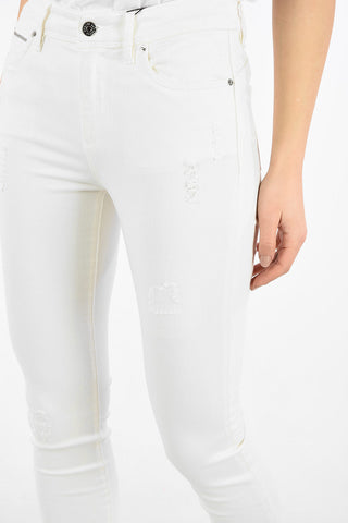 ARMANI EXCHANGE Mid Waist J05 Skinny Jeans With Frayed Hem