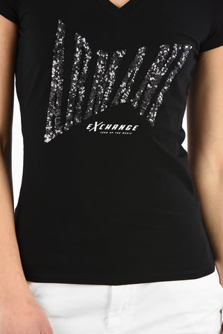 ARMANI EXCHANGE V-Neck T-shirt with Sequin