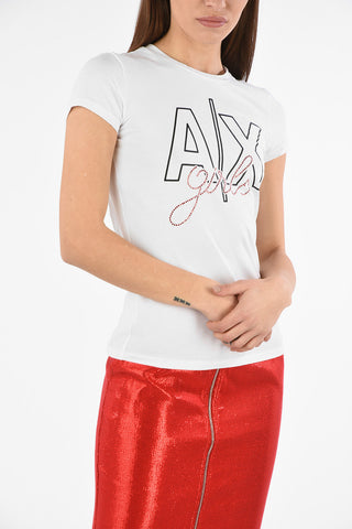ARMANI EXCHANGE 저지 티셔츠 스트라스 장식
