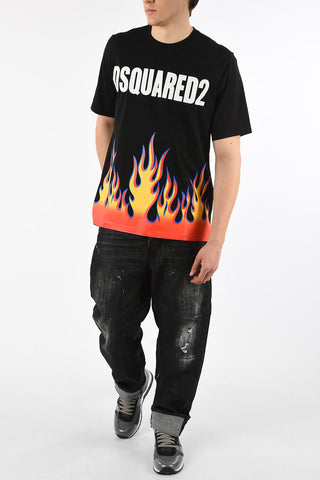 Flames-Print SLOUCH FIT T-shirt