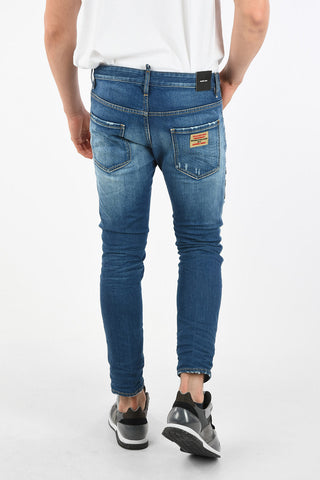 17cm Stonewashed SKATER Jeans with Patches Embroidered