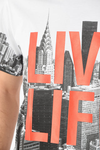 T-Shirt Easy Fit LIVE LIFE Stampata