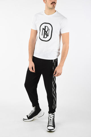 Skinny Fit MONOGRAM STRIPE Joggers with Drawstring Closure 