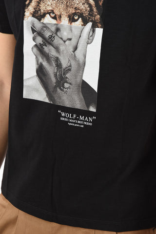Cotton Printed WOLF-MAN Loose Fit T-Shirt