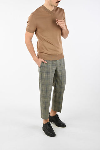 Short Sleeve V Neck Slim Fit Sweater