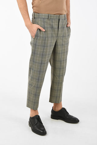 Slim Fit Tartan Printed Pants with Hidden Closure