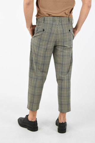 Slim Fit Tartan Printed Pants with Hidden Closure