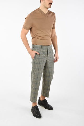 Slim Fit Tartan Printed Pants with Hidden Closure