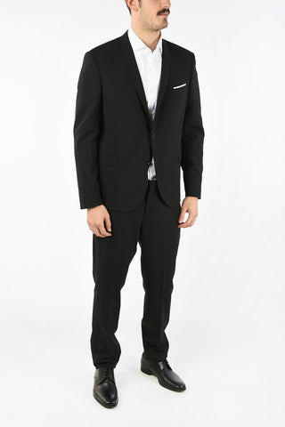 Two Button Slim Fit Suit with Notch Lapel