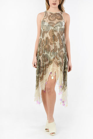 Printed Silk Asymmetrical Shift Dress