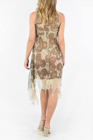 Printed Silk Asymmetrical Shift Dress