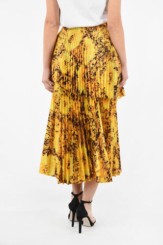 Asymmetrical Printed Accordion Skirt