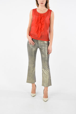 Tulle Sleeveless Top with Back Zip Closure 