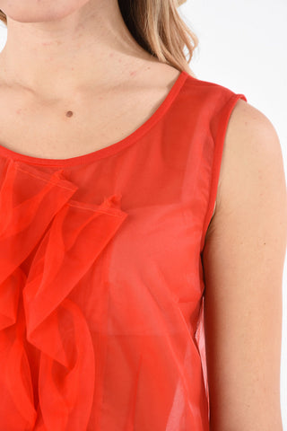 Tulle Sleeveless Top with Back Zip Closure 