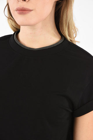 Stretch Cotton Jewel Crew-Neck T-Shirt
