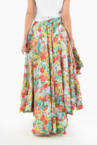 Floral Printed Asymmetrical Layered Skirt