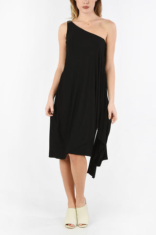 Asymmetrical GOES AND COMES One Shoulder Dress
