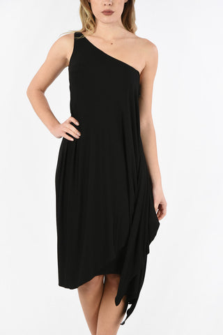 Asymmetrical GOES AND COMES One Shoulder Dress