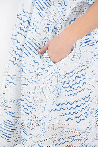 Cotton Embroiderered Sleeveless Ruffled Dress 