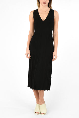Sleeveless SOLID Dress With Mesh Neckline 