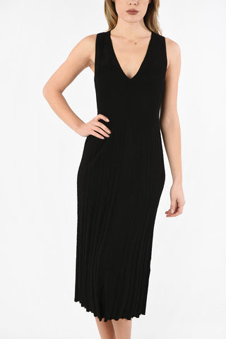 Sleeveless SOLID Dress With Mesh Neckline