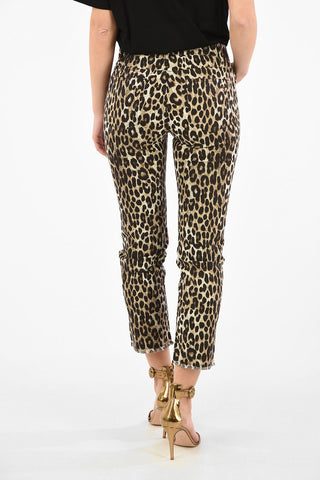 Jeans Slim Fit Animalier in Cotone Stretch a Vita Alta 