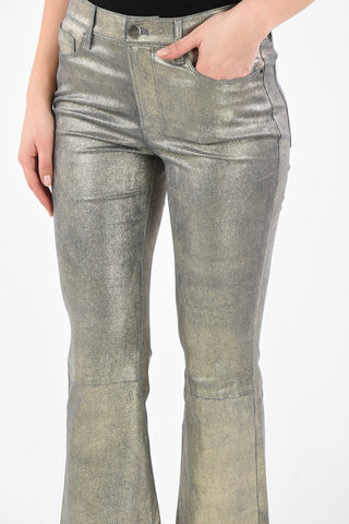 Leather Bootcut Pants with Belt Loops
