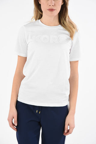 Cotton Crew-Neck T-Shirt with Sequined Written