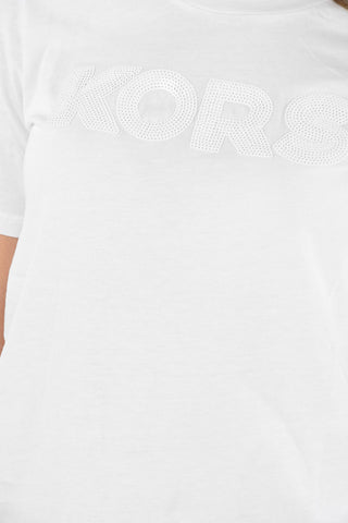 Cotton Crew-Neck T-Shirt with Sequined Written