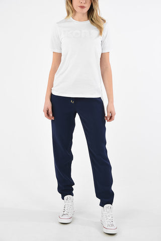 Cotton Crew-Neck T-Shirt with Sequined Written