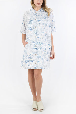 Cotton Emboidered Shirtdress with Petticoat 