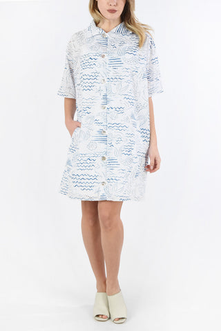 Cotton Emboidered Shirtdress with Petticoat 