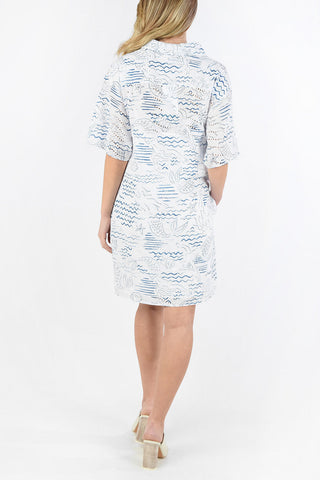 Cotton Emboidered Shirtdress with Petticoat 