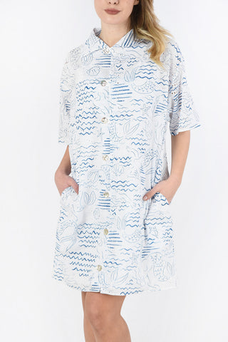 Cotton Emboidered Shirtdress with Petticoat 