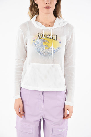 Felpa Hoodie in Cotone a Rete 