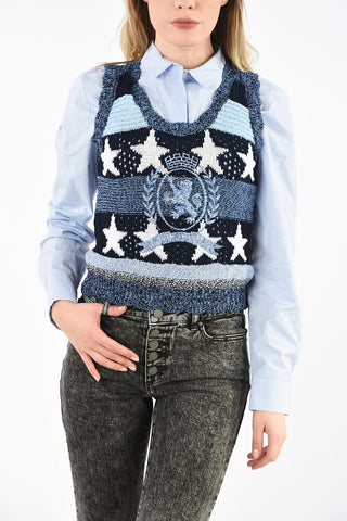 Cotton Embroidered STAR Sleeveless Sweater