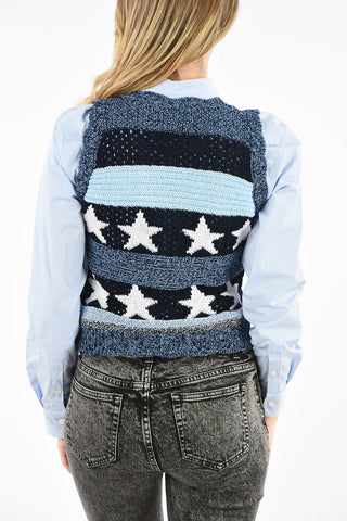 Cotton Embroidered STAR Sleeveless Sweater