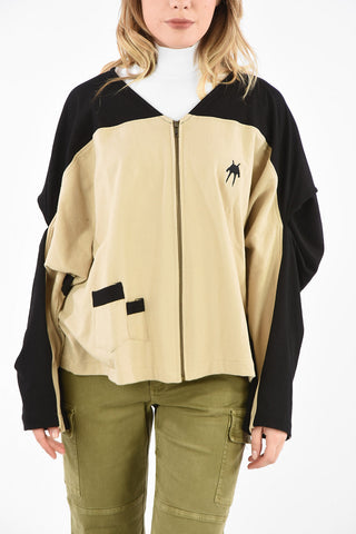 Printed Unstructured Sweatshirt with Zip Closure 