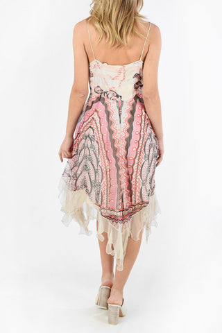 Floral Printed Silk Asymmetrical Dress