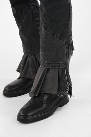 patchwork loose fit jeans with Belt