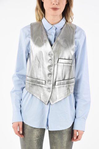 MM6 Metallic Vest with Jetted Pockets