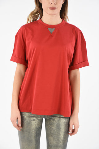 T-Shirt in Cotone con Dettaglio Gioiello