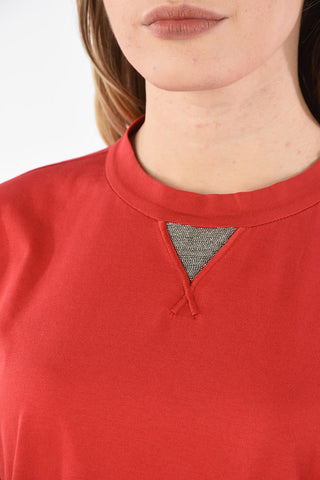 T-Shirt in Cotone con Dettaglio Gioiello