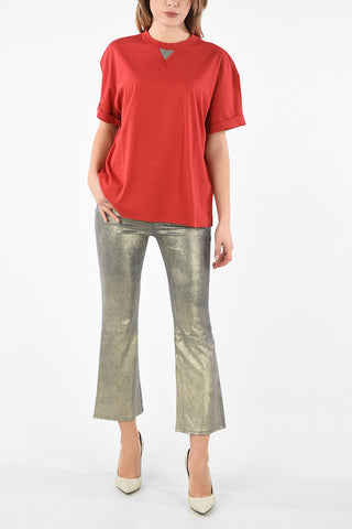T-Shirt in Cotone con Dettaglio Gioiello