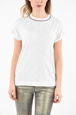 Cotton Jewel Crew-Neck T-Shirt