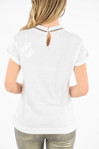 Cotton Jewel Crew-Neck T-Shirt