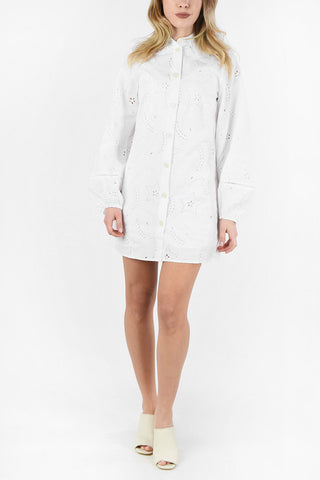 Cotton Emboidered Long Sleeve Shirtdress with Petticoat