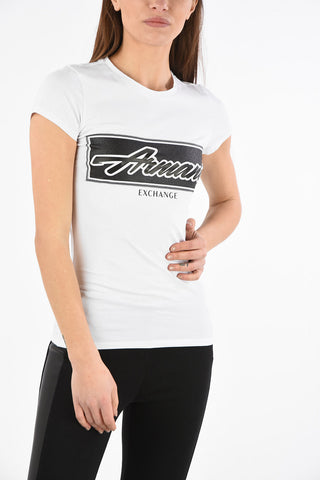 ARMANI EXCHANGE Glitter Logo-Print T-shirt